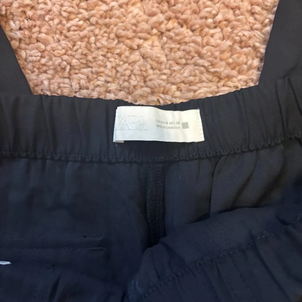 Zara Womens Soft Cropped Pants Black Size M Relaxed Cozy Loungewear Pockets - Picture 2 of 9